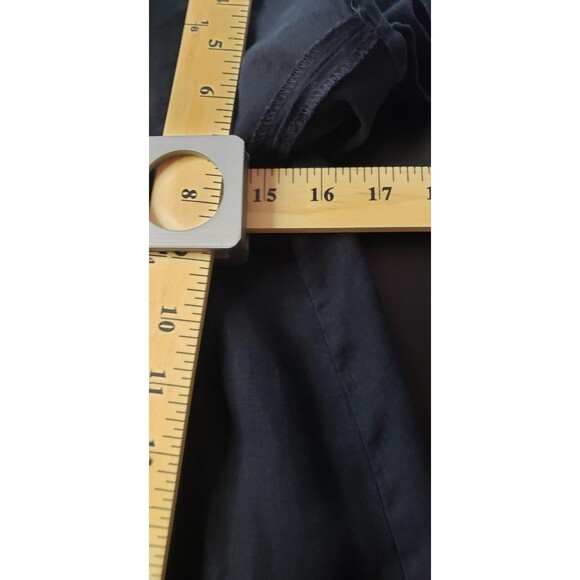 Saks Fifth Avenue Tunic Top Navy Blue S Off Shoulder 100% Linen Ruffle Boho Chic - Picture 6 of 7